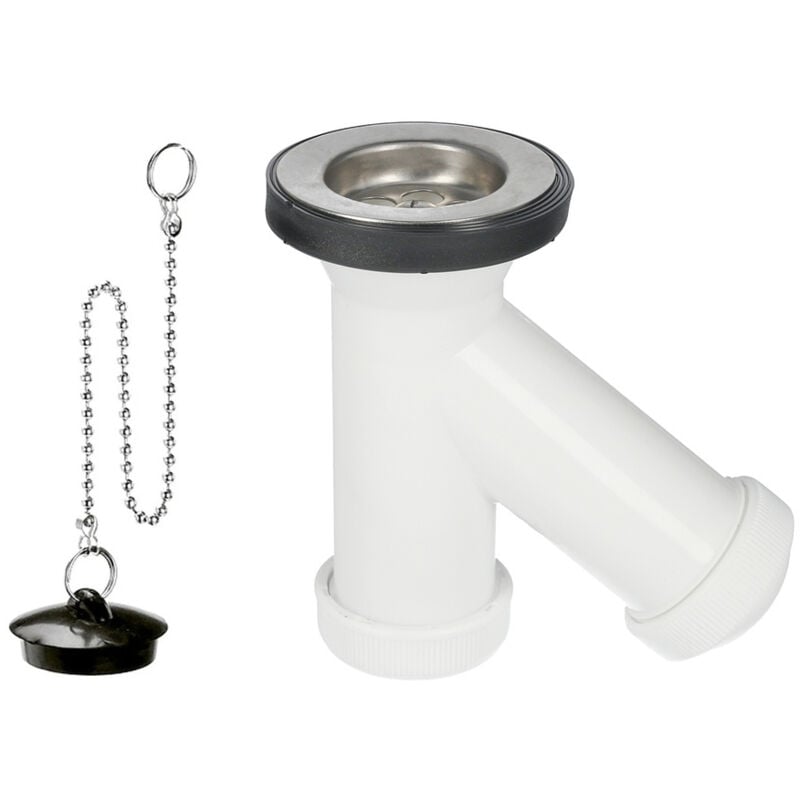 foto del prodotto abrisa - 00000000 sifone e rubinetto con valvola e tappo uscita 1-1/2' di 40 mm, bianco