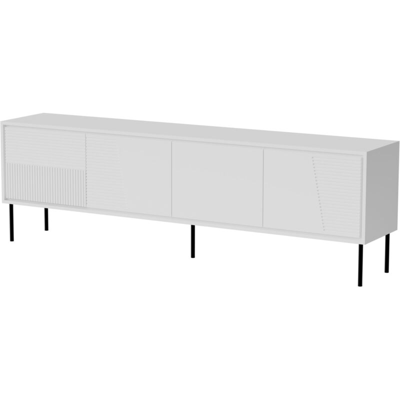 foto del prodotto abudabi 200 cm 4d mobile tv a quattro ante in pannello mdf con frontale fresato in bianco opaco