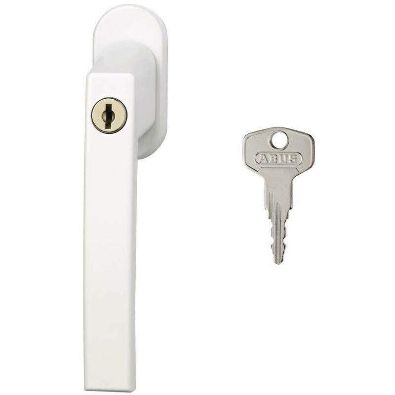 foto del prodotto abus fg210 maniglia con blocco antifurto, serratura a spinta con cilindro per finestre, chiave maestra, livello di sicurezza 3, 59487, bianco