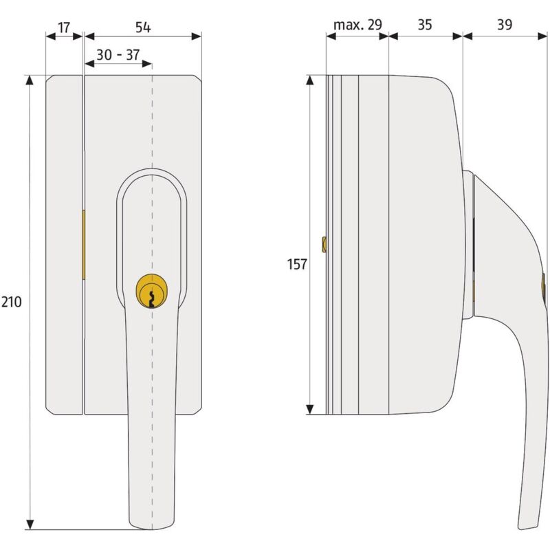 foto del prodotto abus fo400a al0145 maniglia con blocco, serratura a maniglia per finestre, chiusura a chiave maestra, livello di sicurezza 10, 33271, bianco