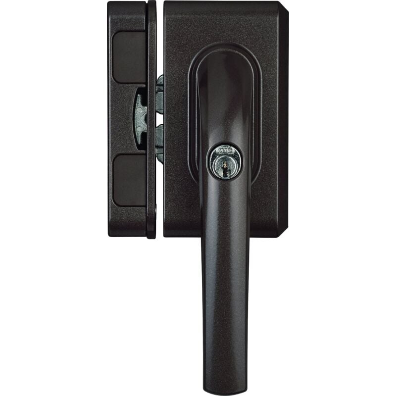 foto del prodotto abus fo500n al0125 maniglia con blocco, serratura a spinta con cilindro per finestre, chiave maestra, livello di sicurezza 10, 71323, marrone