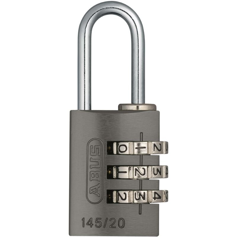 foto del prodotto abus lucchetto a combinazione 145 20 titanium lucchetto per bagagli, armadietti e molto altro. lucchetto in alluminio codice numerico