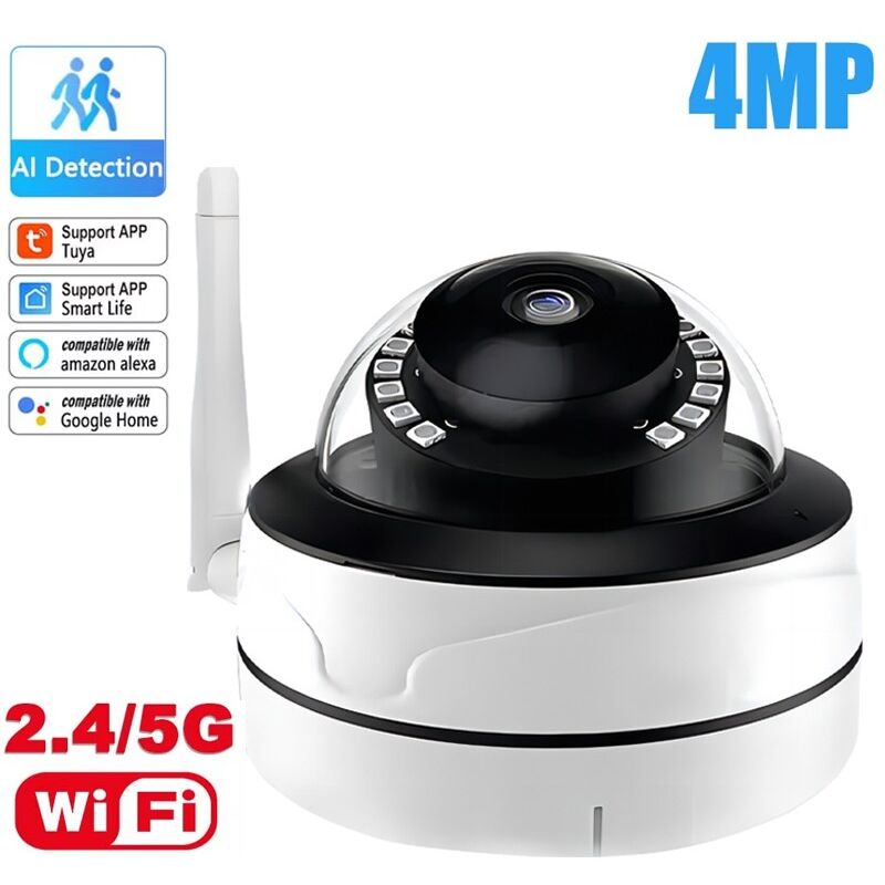 foto del prodotto abus tuya telecamera di sorveglianza dome ultra hd smart wifi dual band 2.4g e 5g 4.0 mp