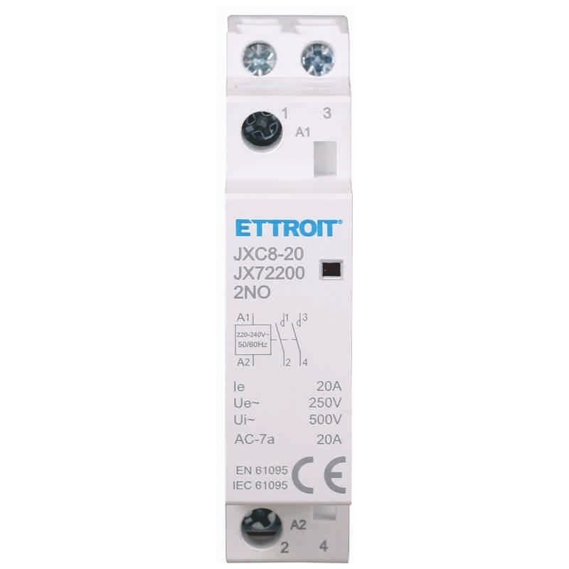 foto del prodotto ac contattore modulare su barra din 2p bipolare 20a 220v 2 contatti aperti no tipo 20 ettroit