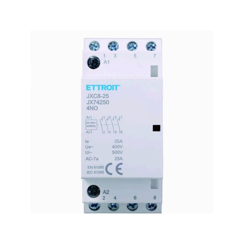 foto del prodotto ac contattore modulare su barra din 4p 25a 400v 4 contatti aperti no tipo 40 ettroit
