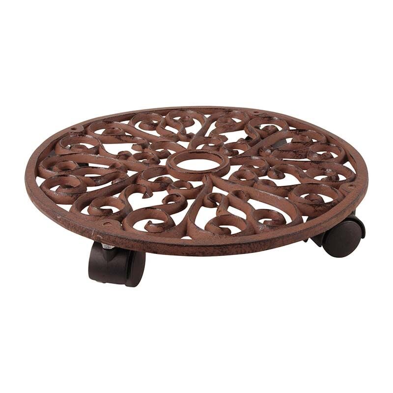 foto del prodotto ac deco carrello porta piante in ghisa diam. 34.5cm carrellino per fiori