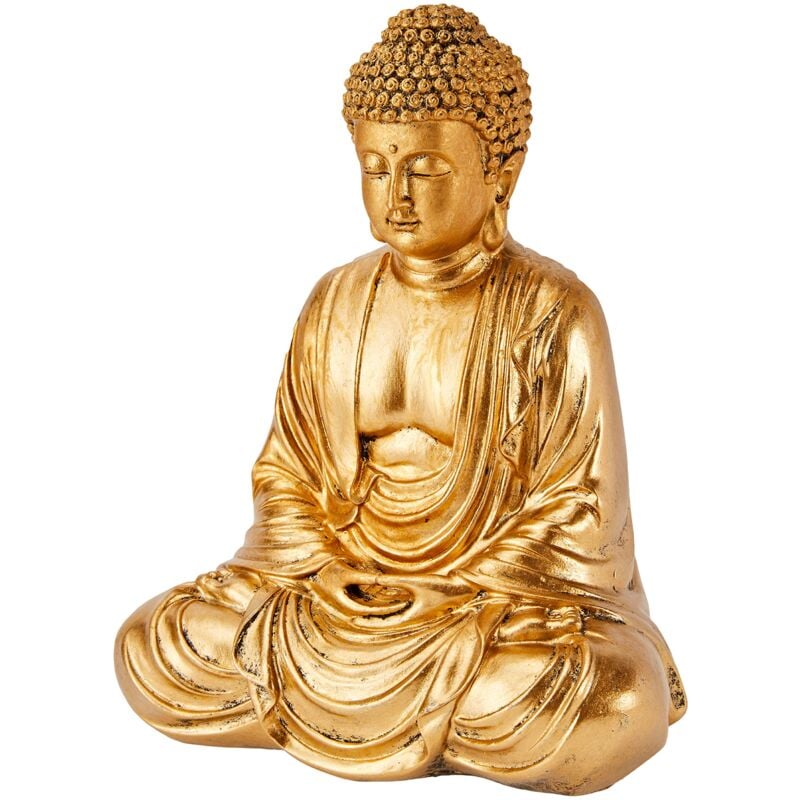 foto del prodotto ac deco zen light statua di buddha dorata, in resina, 16 x 10 x 20 cm