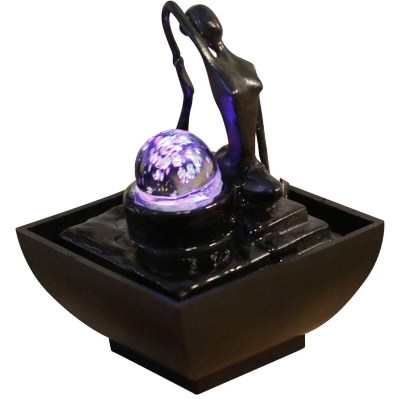 foto del prodotto ac deco zen light yoga1 fontana in poliresina, dimensioni 12 x 12 x 17 cm, colore nero