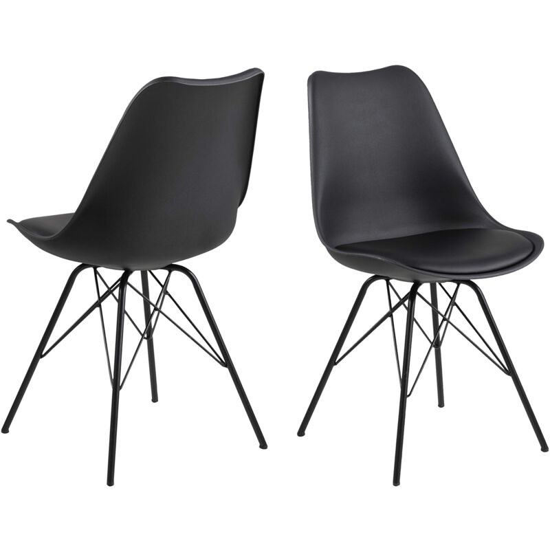 foto del prodotto ac design furniture emanuel sedia da pranzo, nero, plastica, l 54 x w 48.5 x h 85.5 cm, 2 pz.