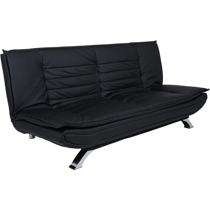 foto del prodotto ac design furniture jasper divano letto aspetto pelle nera, sofa letto con 3 posizioni reclinabili, moderno 3 posti senza braccioli, imbottito con