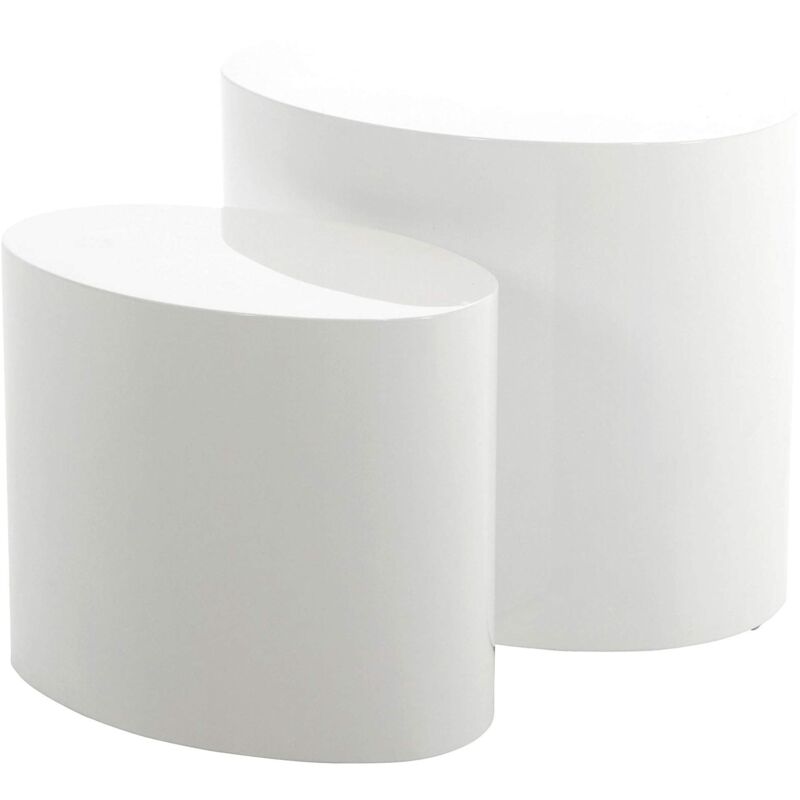 foto del prodotto ac design furniture rico tavolini da caff set di 2, alt. 40 x l 48 x p 33 cm e alt. 33 x l 40 x p 24,5 cm, bianco, legno, 2 pz