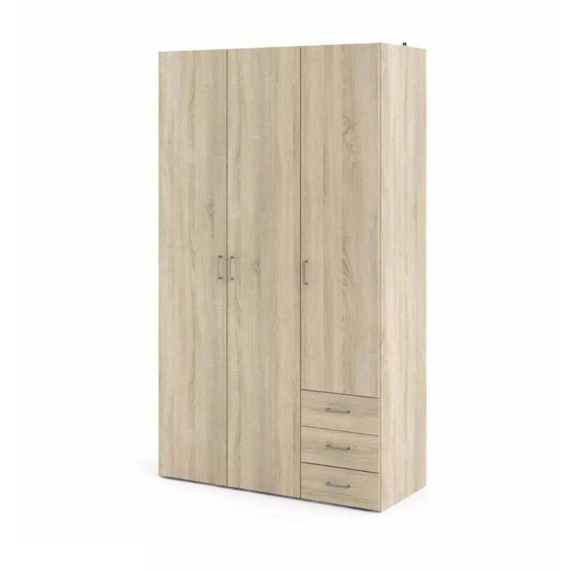 foto del prodotto ac marca armadio space con 3 ante e 3 cassetti effetto quercia, 115,8x49,50x200,40h cm
