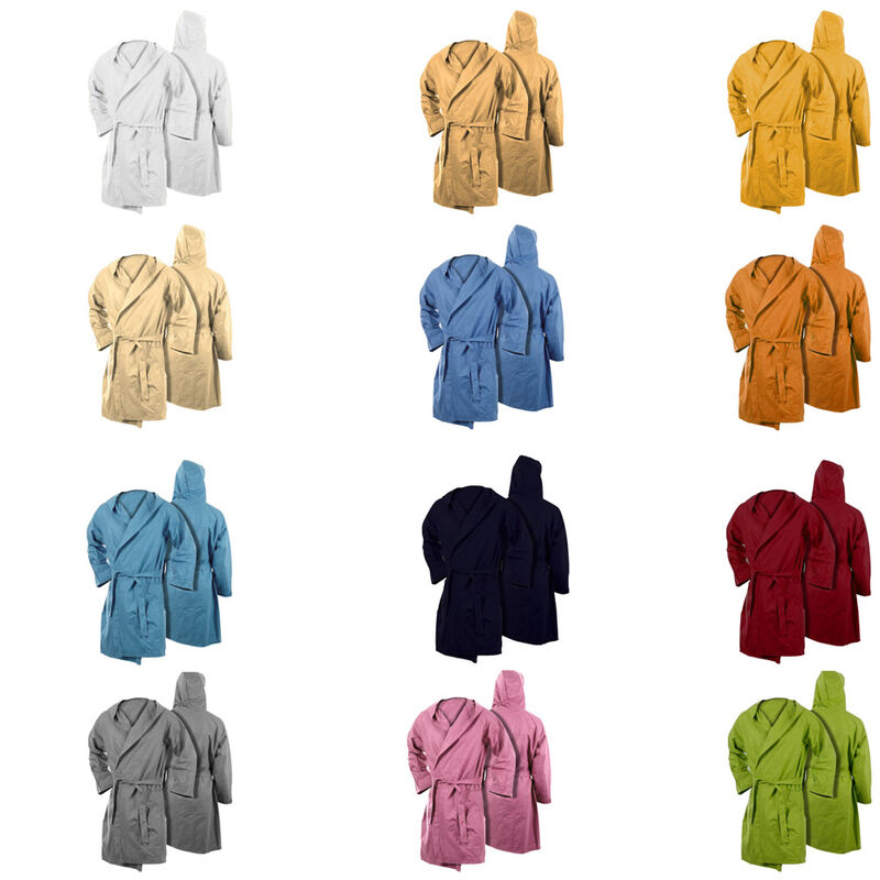 foto del prodotto accappatoio con cappuccio in microfibra taglia adulto unisex in tinta unita, misurascoloregrigio