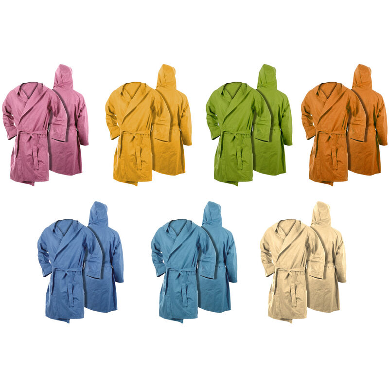 foto del prodotto accappatoio con cappuccio in microfibra taglia bambino in tinta unita, misura10-12coloreverde