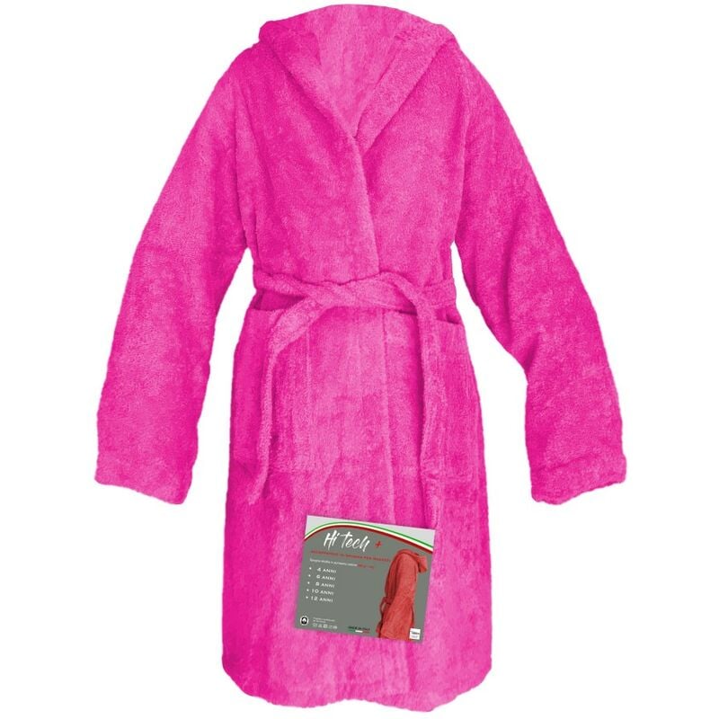 foto del prodotto accappatoio hi tech bimba bambina ragazza in spugna di puro cotone made in italy rosa 6 anni
