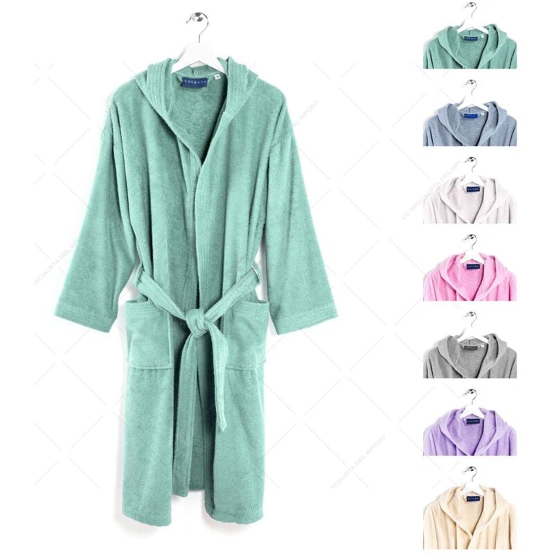 foto del prodotto accappatoio in cotone con cappuccio arcobaleno caleffi sabbia - s