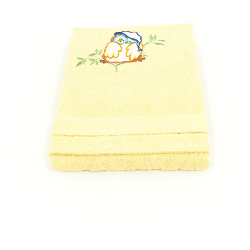 foto del prodotto accappatoio in spugna per bambini modello kinder ob colore giallo, misura1-2annicoloregiallo