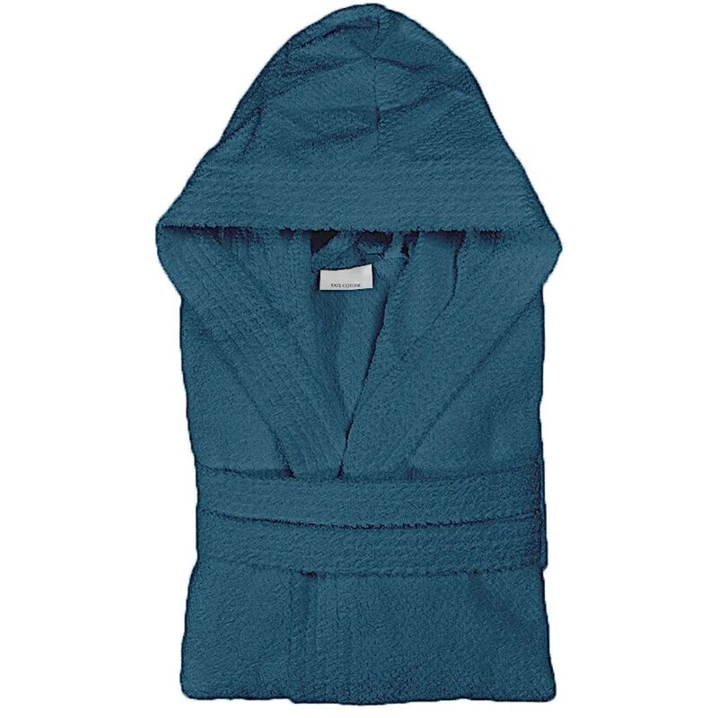 foto del prodotto accappatoio turchese 100 cotone taglia s con tasche cappuccio e cintura