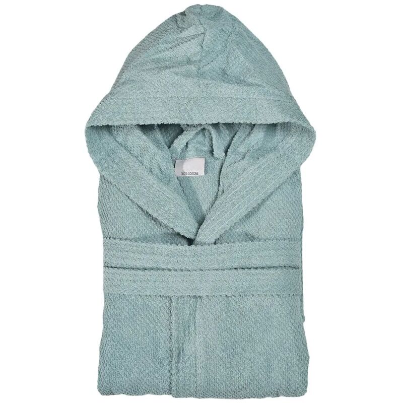 foto del prodotto accappatoio verde 100 cotone taglia m con tasche cappuccio e cintura