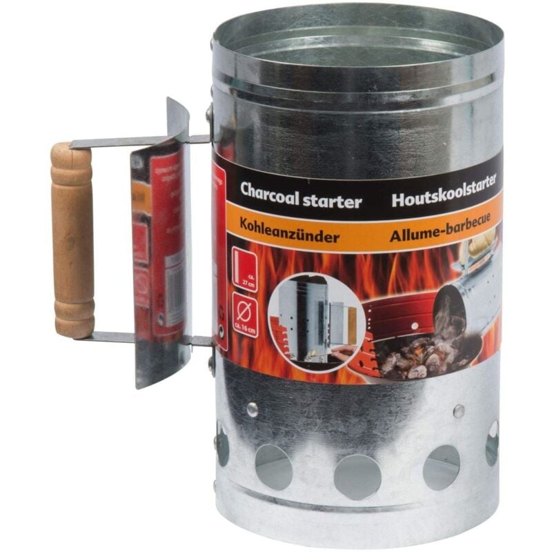 foto del prodotto accendi carboni e bricchetti per barbecue ravviva fiamma inox con manico di protezione