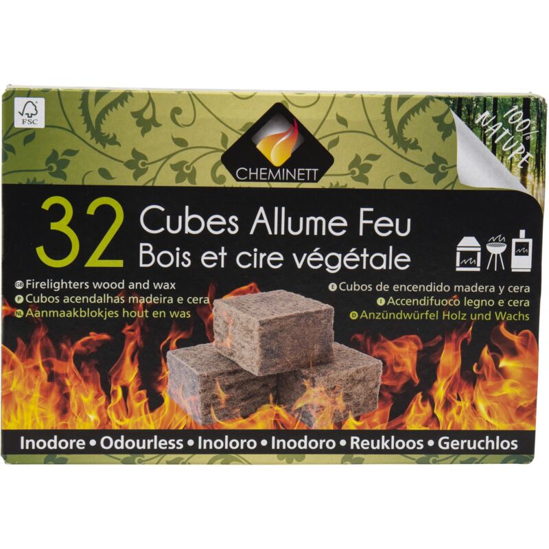 foto del prodotto accendi fuoco cubi legno 100 naturale 32 pz