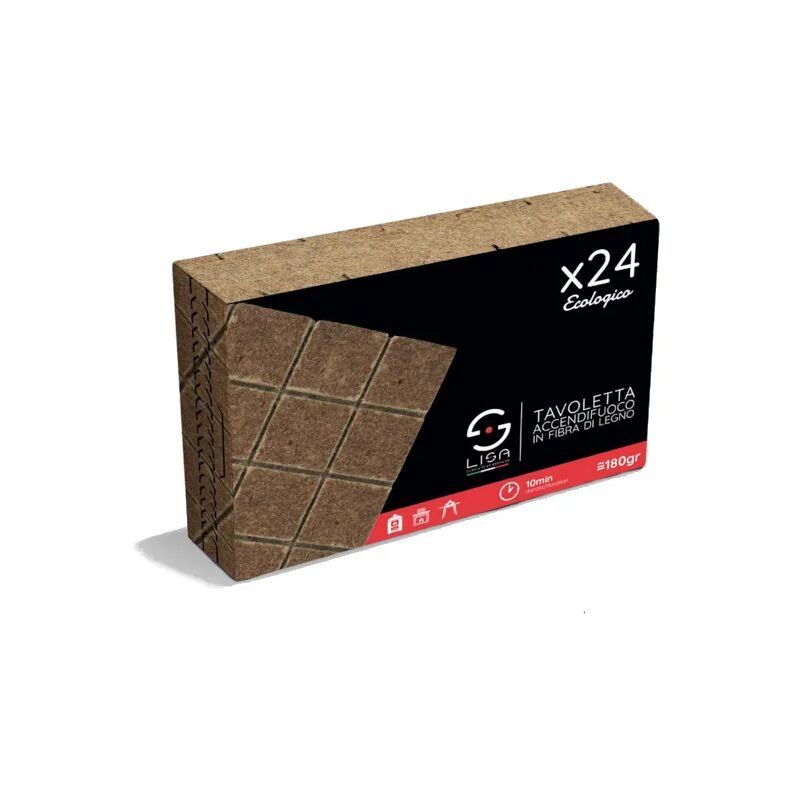 foto del prodotto accendifuoco ecologico 24 pezzi lisa tavoletta cubi 27x27x18mm cadauno