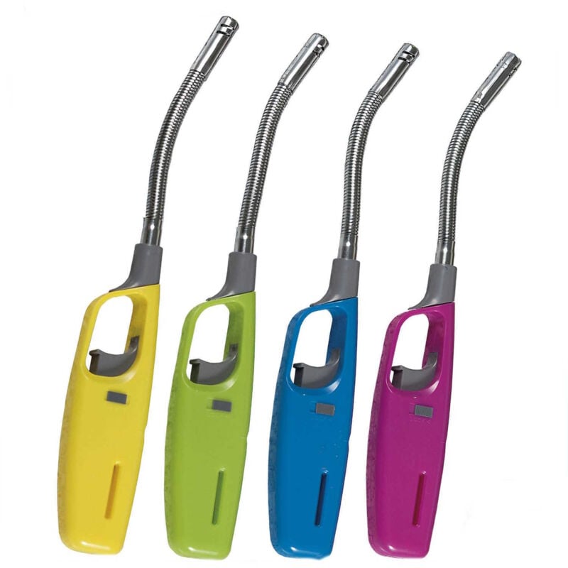foto del prodotto accendigas fiamma becco pieghevole flessibile accendino gas colori assortiti