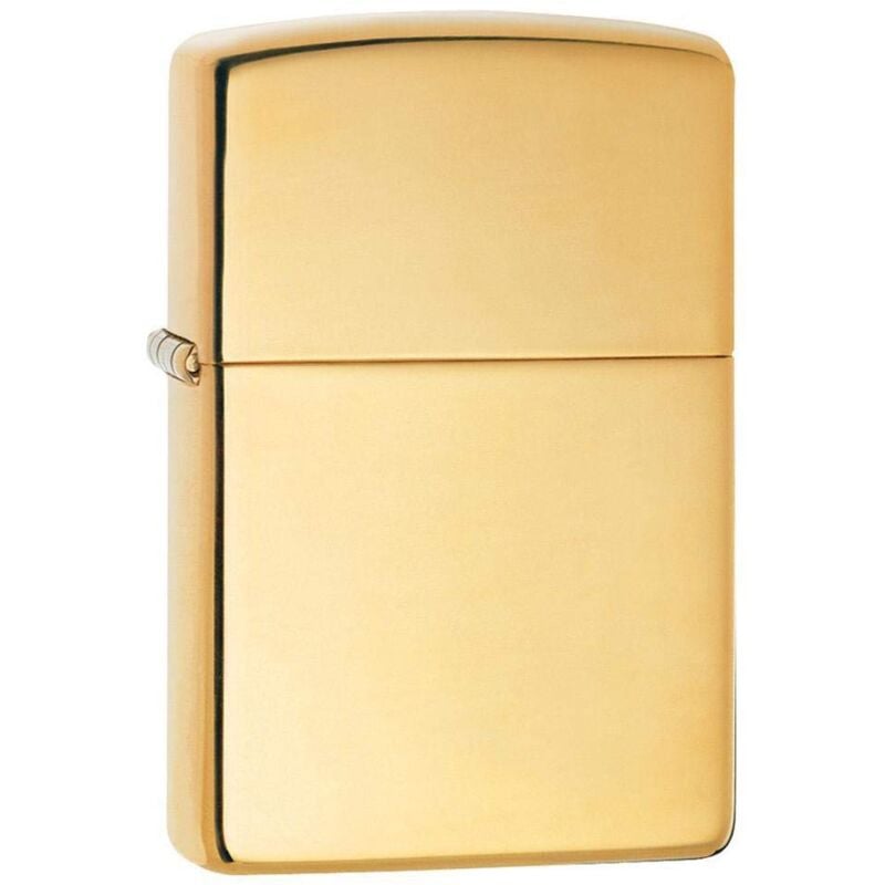 foto del prodotto accendino zippo classic brushed brass 204b, accendino antivento ricaricabile zippo, realizzato in metallo con caratteristico click zippo, color