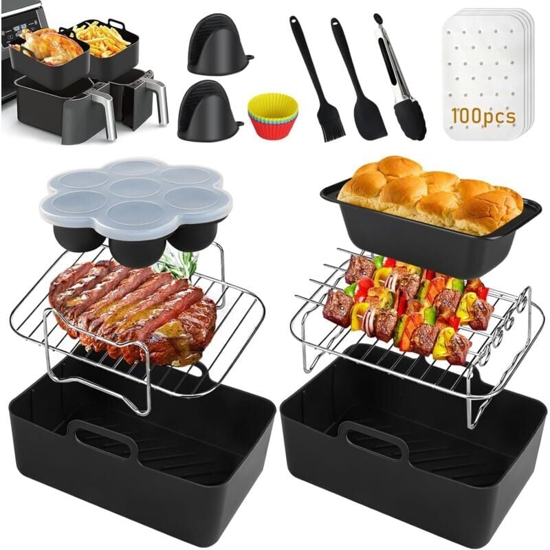 foto del prodotto accessoires de friteuse air en silicone, paquet de 12, pour friteuse air ninja dual af300uk af400uk et tower t17088