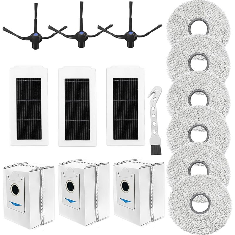 foto del prodotto accessori applicabili per la parte di ricambio dell aspirapolvere robot ecovacs deebot x5 omni x5 pro, 6 panni 3 sacchetti per la polvere 3