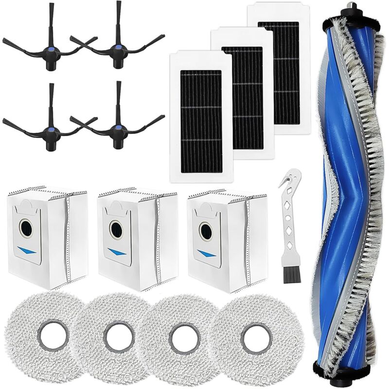 foto del prodotto accessori applicabili per la parte di ricambio dell aspirapolvere robot ecovacs deebot x5 omni x5 pro, spazzole a rullo 4 panni 3 sacchetti per