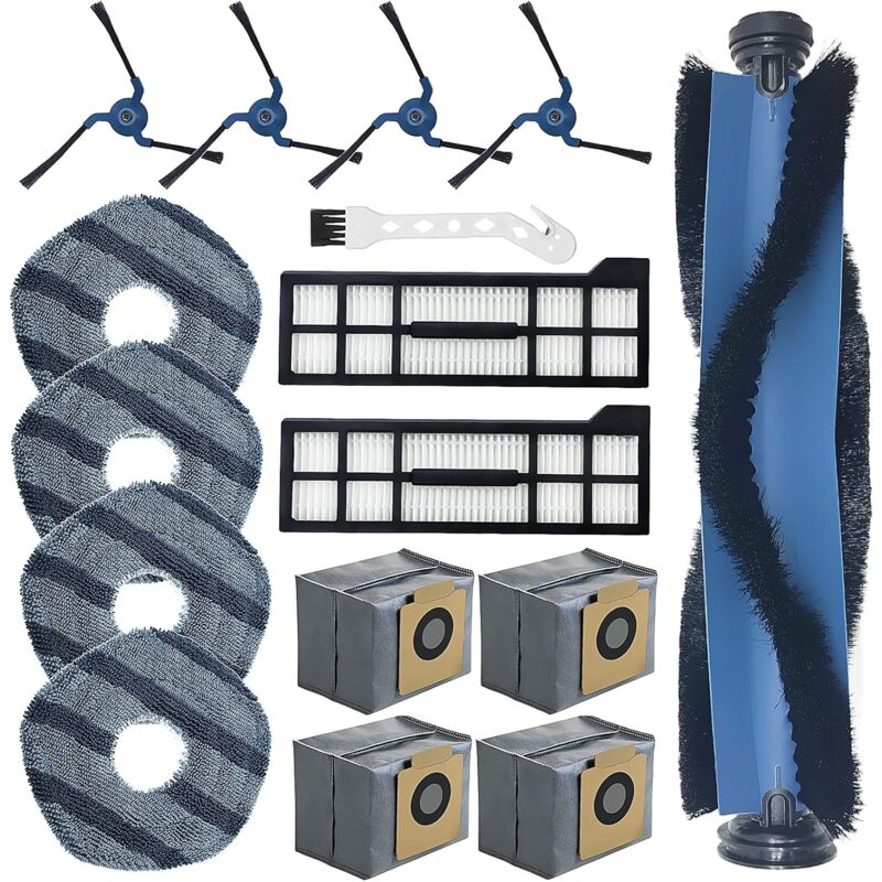 foto del prodotto accessori applicabili per parti di ricambio per aspirapolvere robot eufy x10 pro omni, spazzole a rullo, 4 panni, 4 sacchetti per la polvere, 4