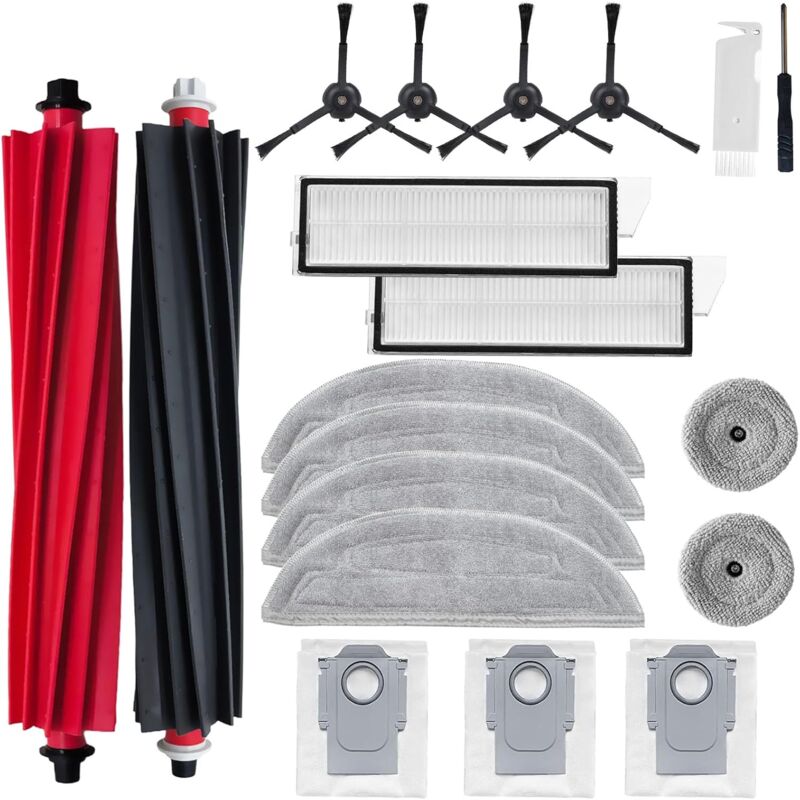 foto del prodotto accessori applicabili per roborock s8 maxv ultra, pezzo di ricambio per aspirapolvere robot s8 max ultra, 2 spazzole a rullo, 4 panni per mocio, 2