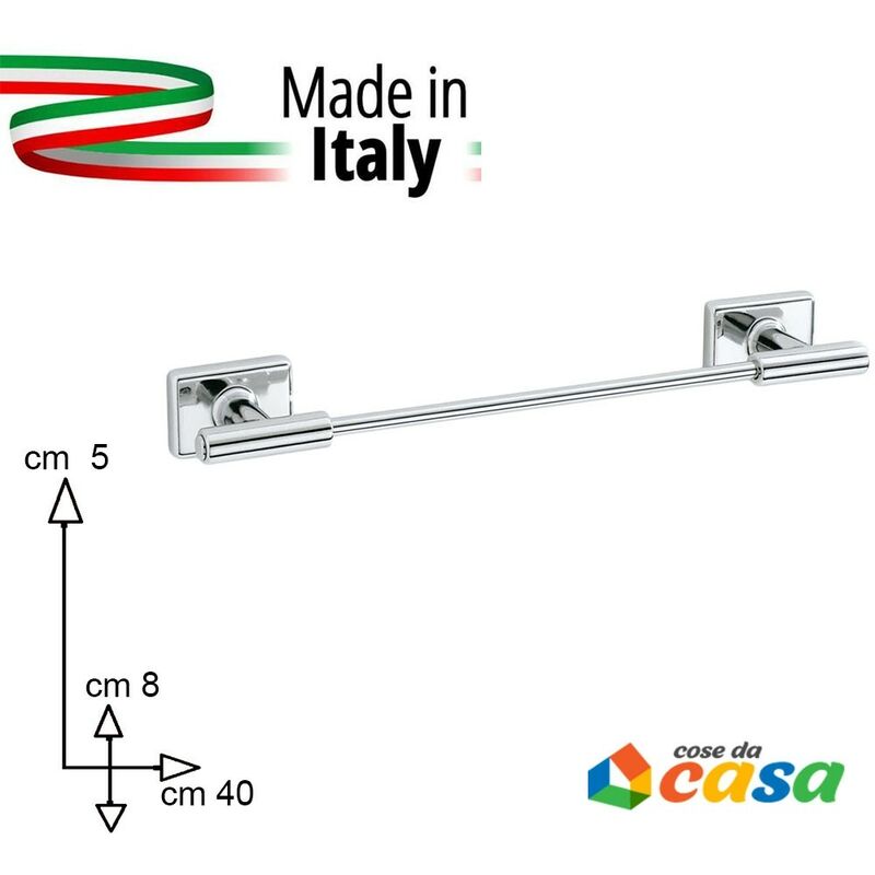 foto del prodotto accessori arredo per bagno asta barra porta asciugamani da muro metallo cm 40 moderno prodotto interamente in italia