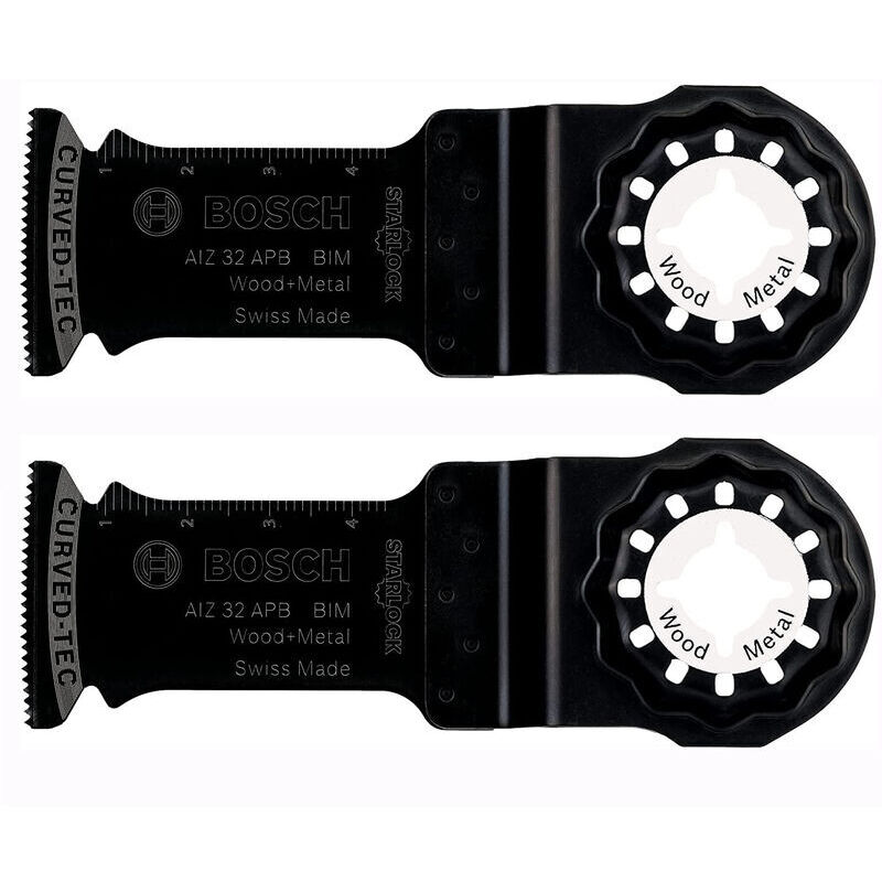 foto del prodotto accessori bosch 2x lama ad immersione per legno e metallo aiz 32 apb per legno e acciaio non temprato, 50x32mm, accessorio multiutensile 