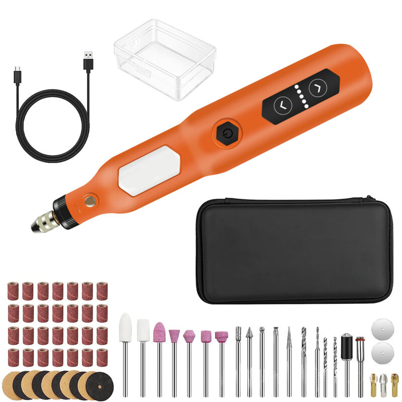 foto del prodotto accessori da 65 pezzi, utensile rotante multifunzione a batteria da 3,7 v, 16.000 giri min max, mini trapano a batteria con luce led, lucidatura,