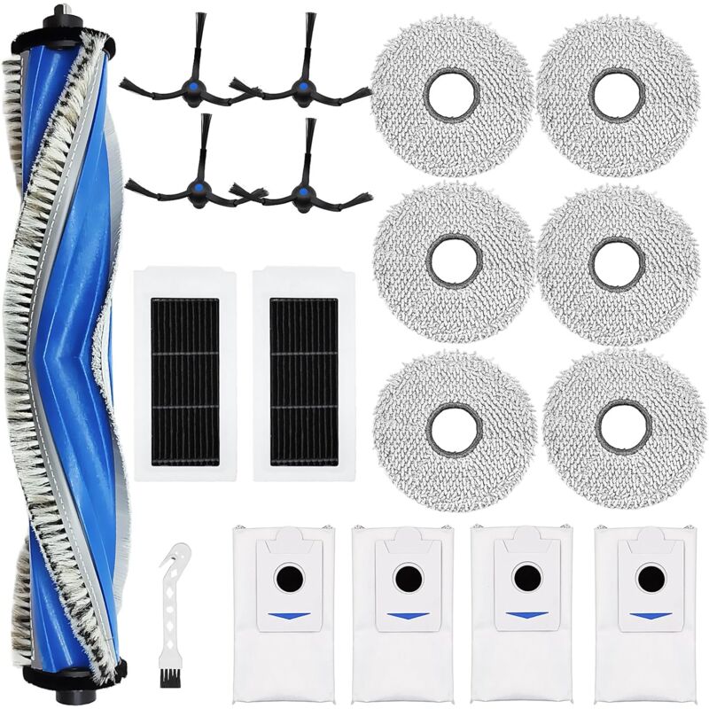 foto del prodotto accessori di ricambio applicabili per robot aspirapolvere ecovacs deebot x5 omni, x5 pro, spazzole a rullo 6 panni 4 sacchetti per la polvere 4