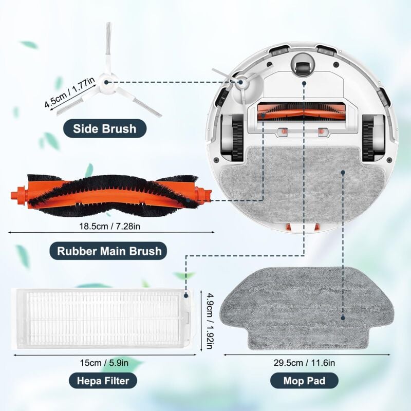foto del prodotto accessori di ricambio per aspirapolvere xiaomi mi robot vacuum s12 mop 2s mop pro mop p. lavoro efficiente. 2 spazzole a rullo, 2 filtri, 4