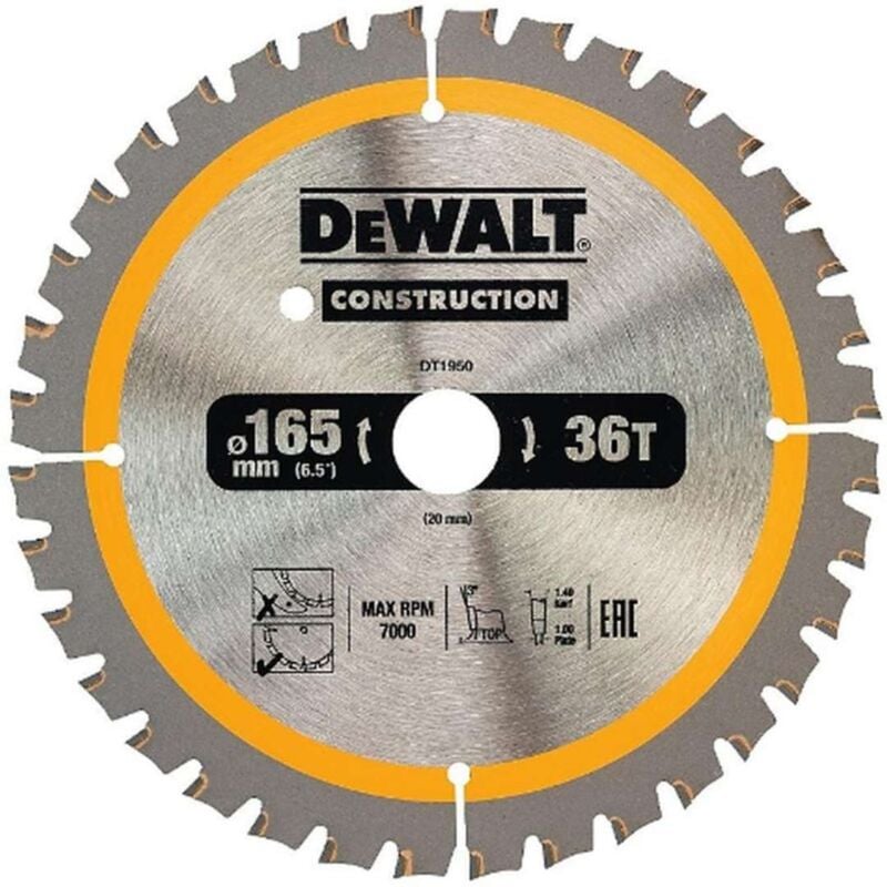 foto del prodotto accessori lama da sega 165x20 mm, 36 denti dt1950 dewalt