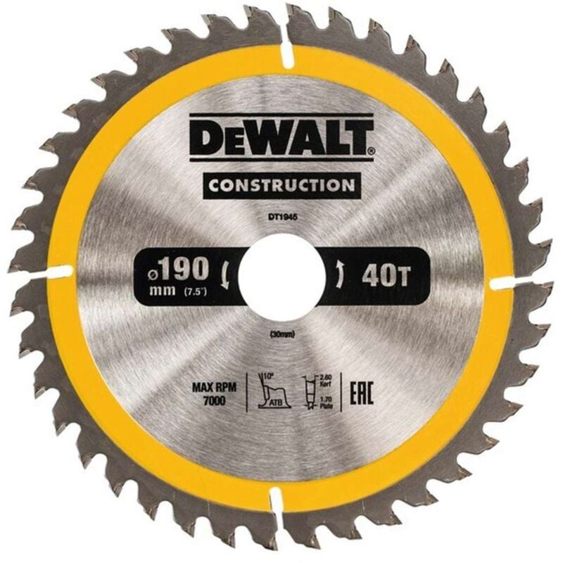 foto del prodotto accessori lama da sega 190x30 mm, 40 denti dt1945 dewalt