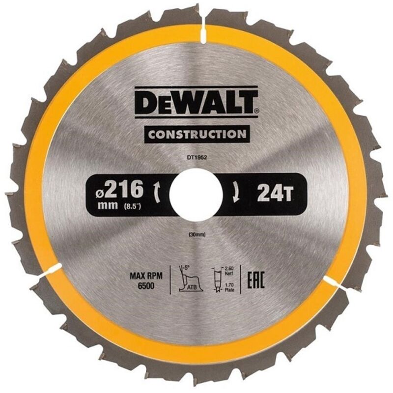 foto del prodotto accessori lama da sega 216x30 mm, 24 denti dt1952 dewalt