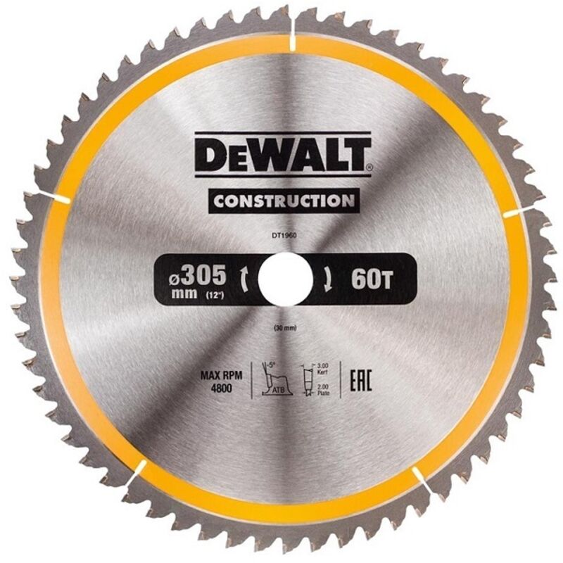 foto del prodotto accessori lama da sega 305x30 mm, 60 denti dt1960 dewalt