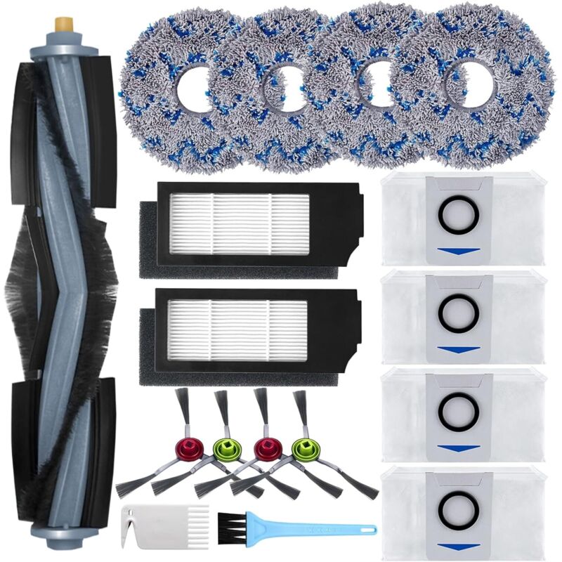 foto del prodotto accessori per aspirapolvere ecovacs deebot x1 omni x1 e omni x1 turbo, 1 spazzola principale, 4 spazzole laterali, 4 mop, 2 filtri, 4 sacco, 2