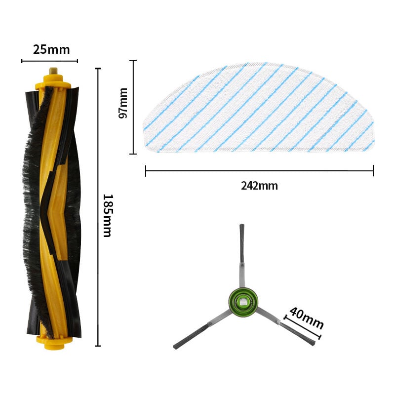 foto del prodotto accessori per aspirapolvere robot t8 n8, 2 spazzole principali, 8 filtri, 12 spazzole laterali per 950 920 t8, t8 , t8 aivi, t9, t9 e n8, n8 , n8