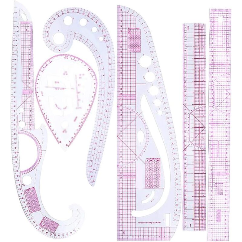 foto del prodotto accessori per cucire modelli di cucito carta per modelli di cucito righello curvilineo francese 6 pezzi set scala precisa righelli da cucito