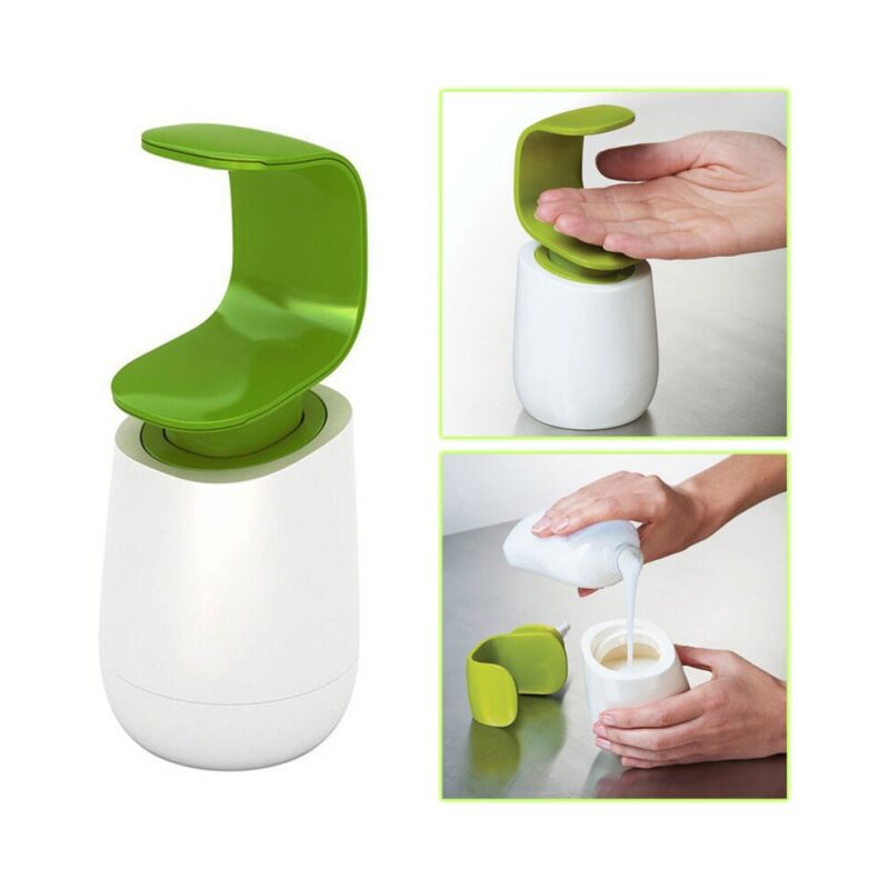 foto del prodotto accessori per il lavaggio delle mani del bagno, dispenser di sapone per bottiglia disinfettante per le mani a forma di c
