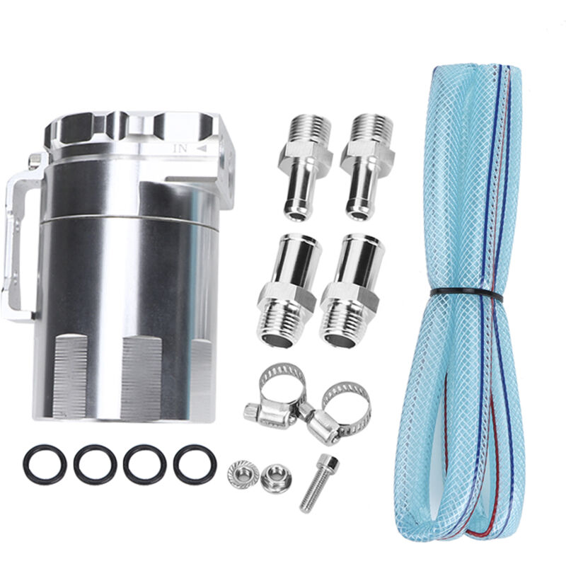 foto del prodotto accessori per la modifica dell auto del serbatoio di sfiato del serbatoio di raccolta dell olio motore in alluminio argento eosnow