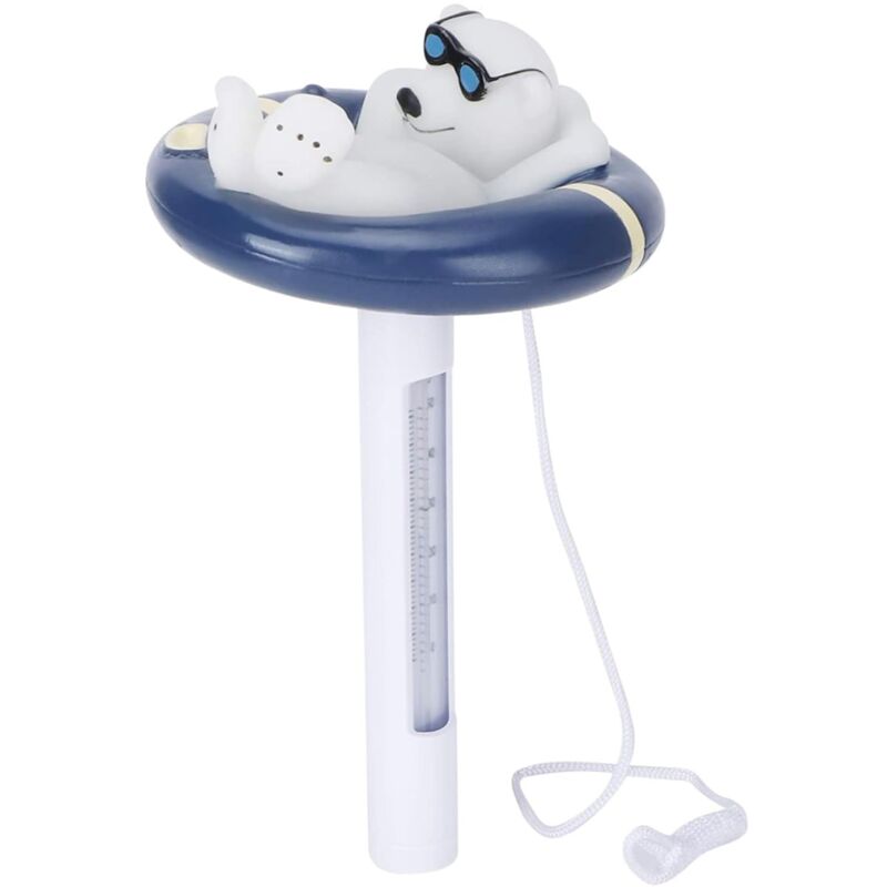 foto del prodotto accessori per piscina termometro galleggiante per acqua, termometro per acqua a forma di orso polare dei cartoni animati, termometro per piscina