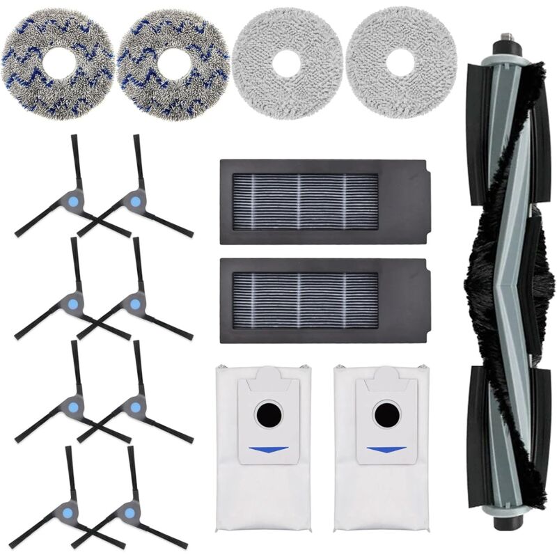 foto del prodotto accessori per ricambi aspirapolvere ecovacs deebot x2, x2 omni, x2 pro, dex86, 1 spazzola principale, 8 spazzole laterali, 4 panni per la pulizia, 2