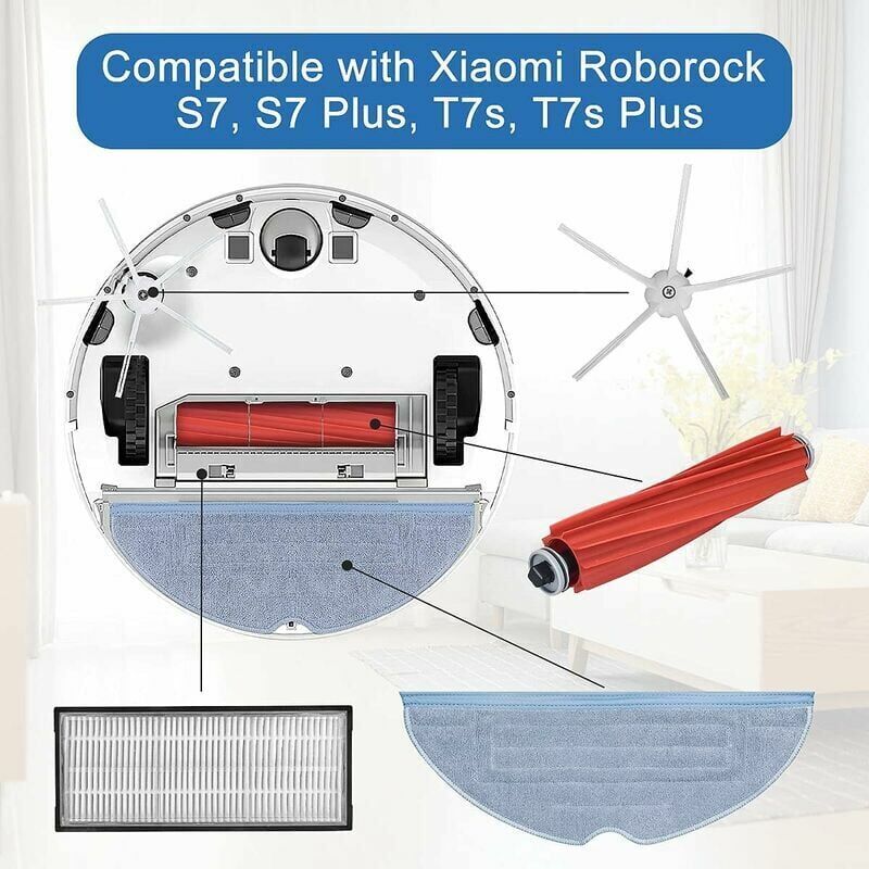 foto del prodotto accessori per roborock s7 maxv ultra s7 maxv s7 plus s7 max s7 s7 pro ultra robot 4 mop 2 spazzole principali 4 spazzole laterali 4